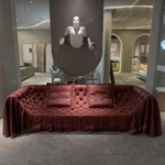 Artistic Sculptural Drapery Design Sofa with Handcrafted Diamond Tufting & Premium Top-Grain Leather